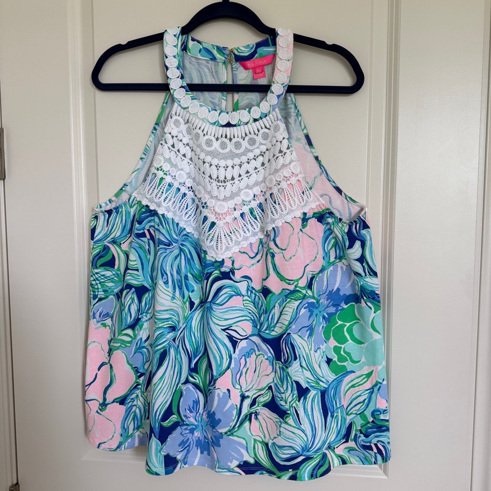 Lilly Pulitzer Multi Party Thyme Dawn Top size XL , nwot